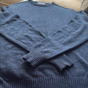 Brunswick Blue Crewneck Sweater with Ribbed Cuffs Preppy, Mens XS Ladies L